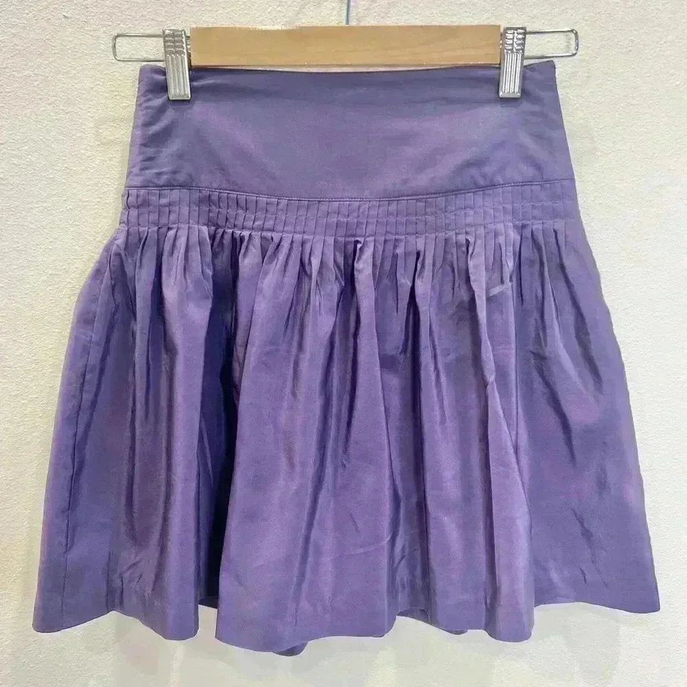 GAP Petite Women’s Satin Gathered Purple A-Line Skirt Size 0 Petite - Picture 3 of 12